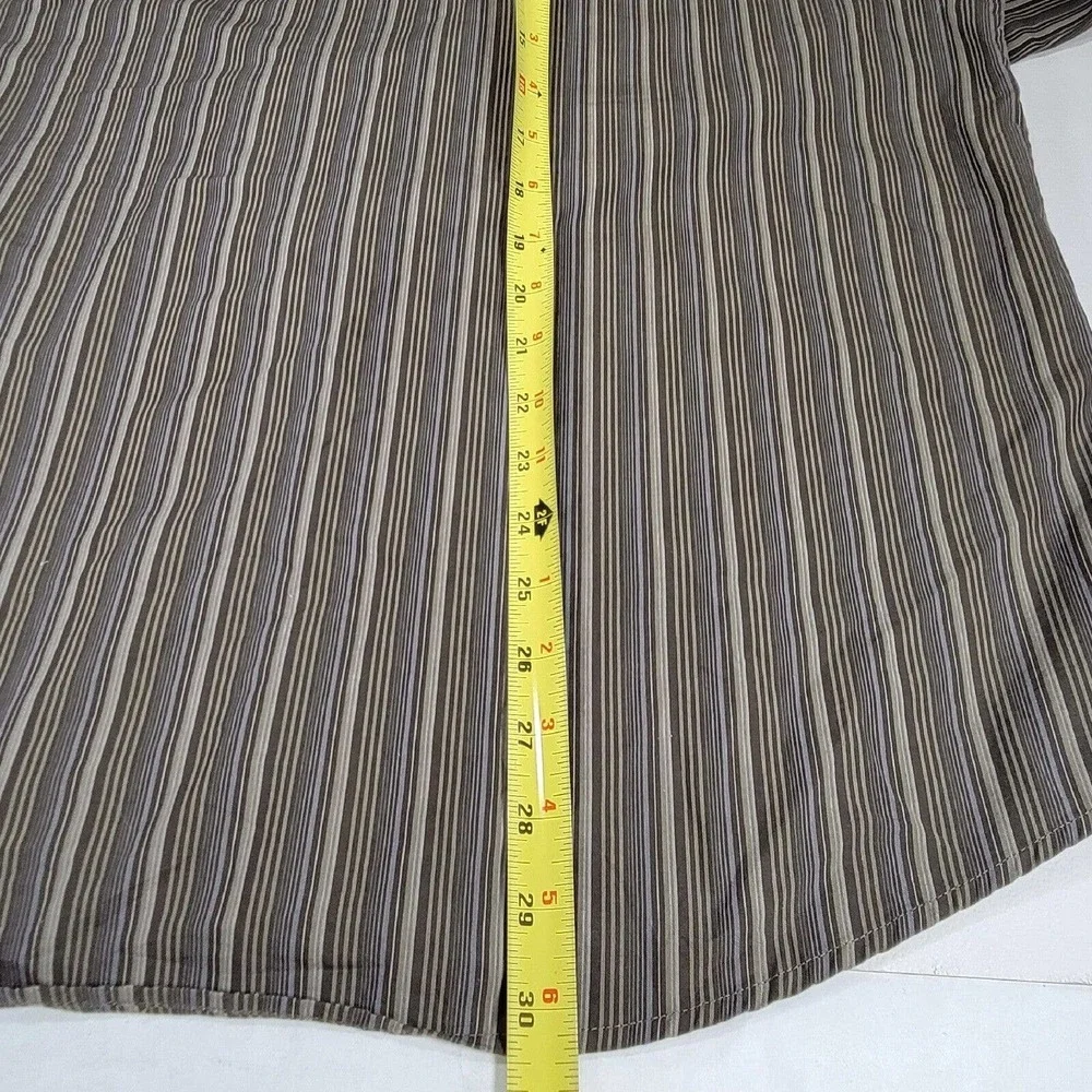 Eddie Bauer Classic Fit Button Up Shirt Mens L Gray Striped Long Sleeve Cotton - Picture 8 of 10